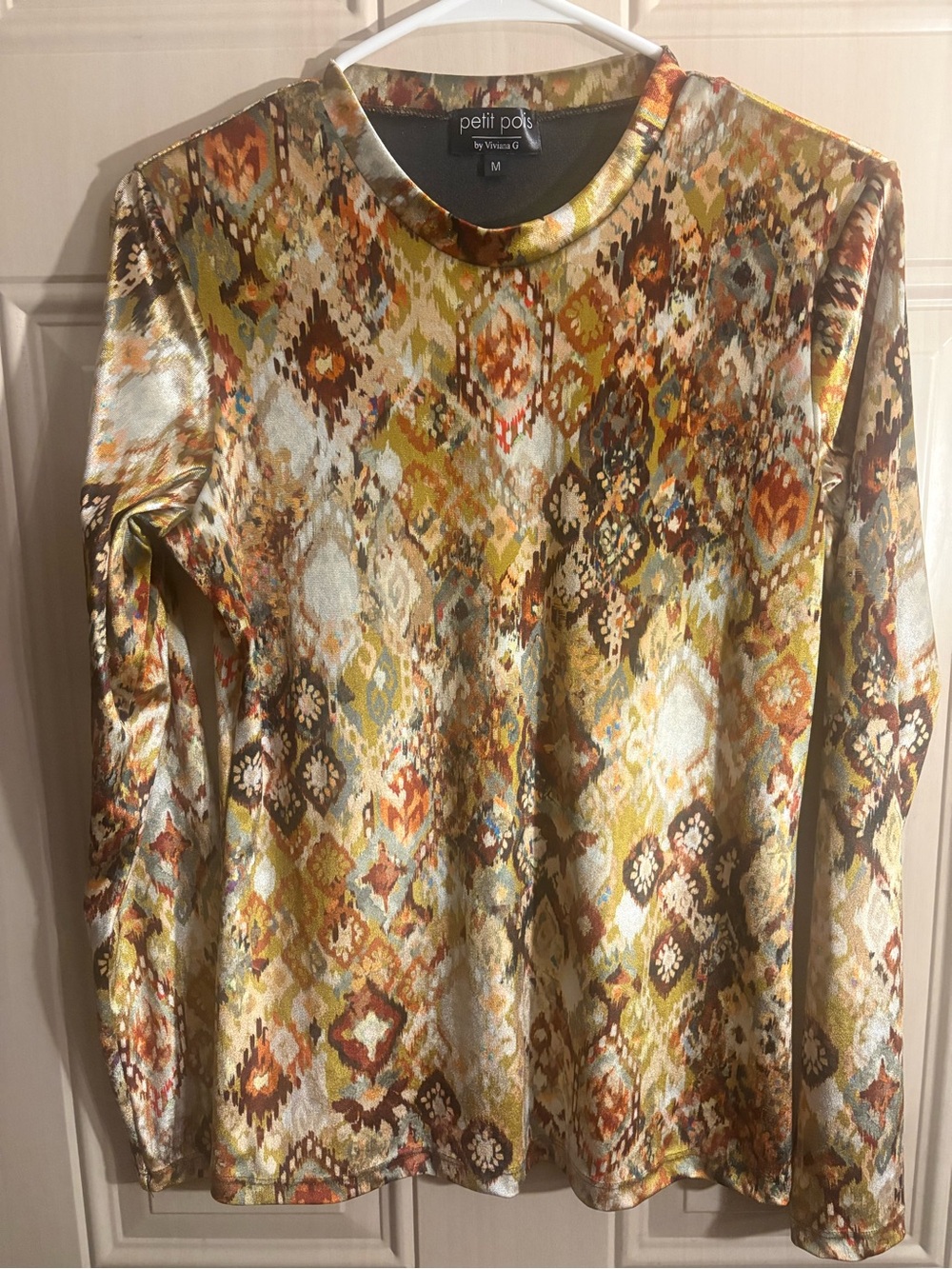 Petit Pois Viviana G Women’s MEDIUM Boho Abstract Multicolored Blouse